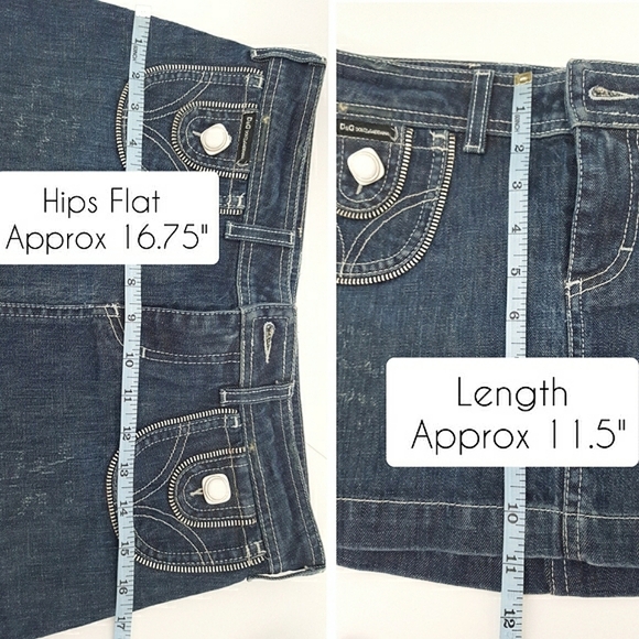 Y2K🔥Dolce & Gabbana❤Love Affair Mini Skirt|Dark Wash Blue Denim - Picture 10 of 14